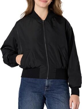 Black Bomber Jacket - Classic Zip Front